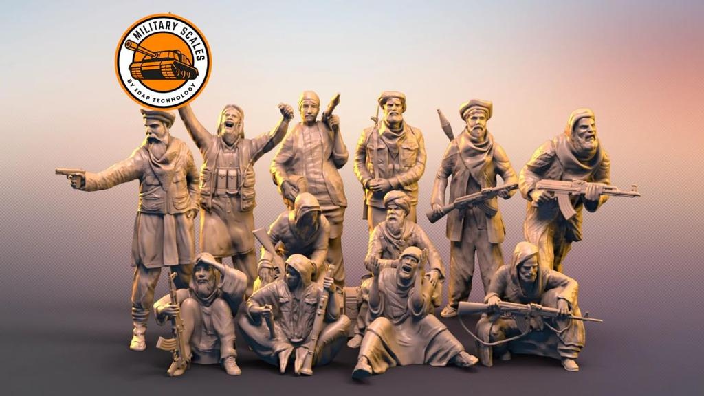 IDAP Technology 1/72 Scale Taliban Soldier Figures (12 Figures) 3D Printer Kit PD72215