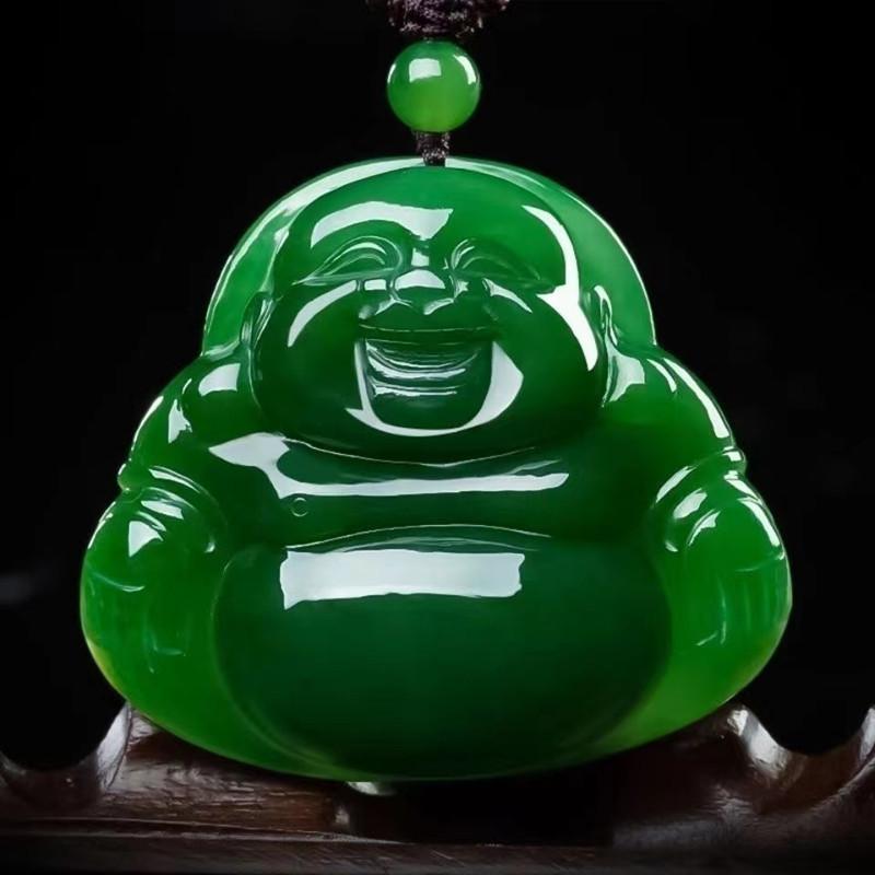 Pendant Buddha Outer Mask Laughing Buddha Yellow Mouth Maitreya Buddha Lake Water Green Buddha Necklace