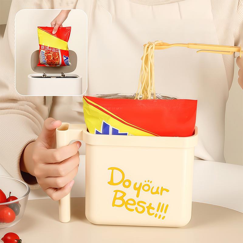 Instant Noodle Bowl With Multi-Functional Instant Noodle Fork With Handles Food Container For Dorms Camping School Office Home