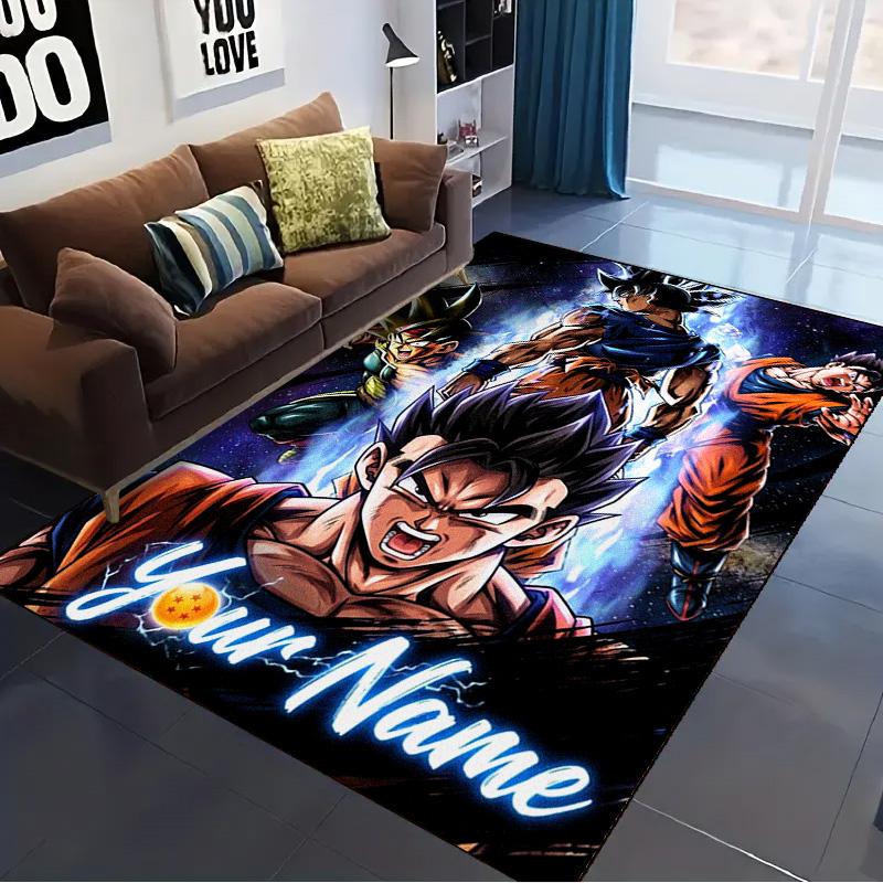 Name Benutzerdefinierter Anime Dragonball Teppich für Wohnzimmer Schlafzimmer Zuhause Sofa Dekoration, Kinder Spiel Nicht-rutschfeste Bodenmatte