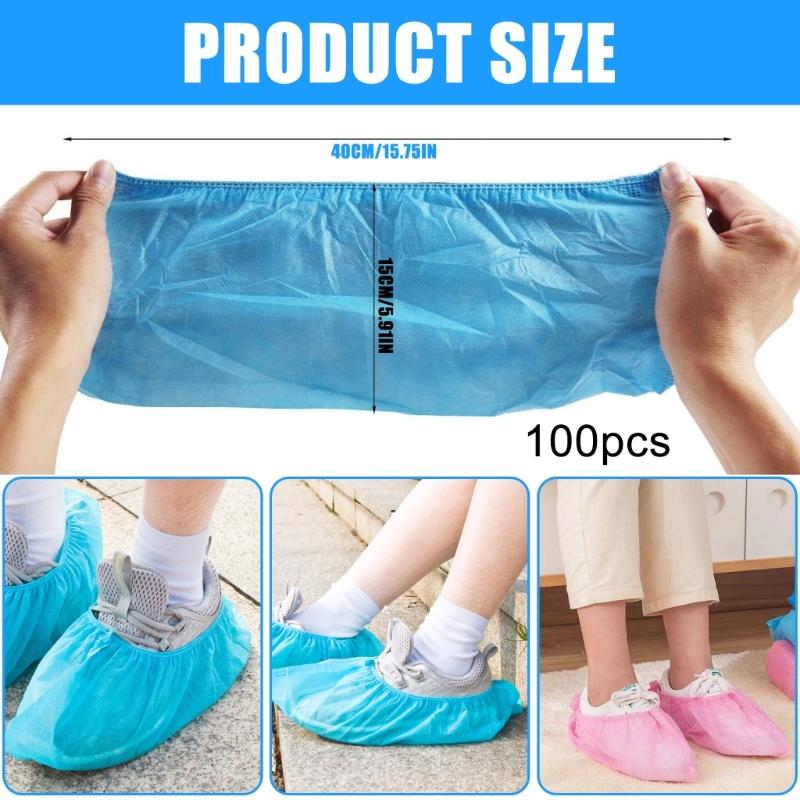 100Pcs Disposable Shoe Covers Dustproof Breathable Booties Boot Covers Slip Resistant Overshoes for Outdoor Indoor Use