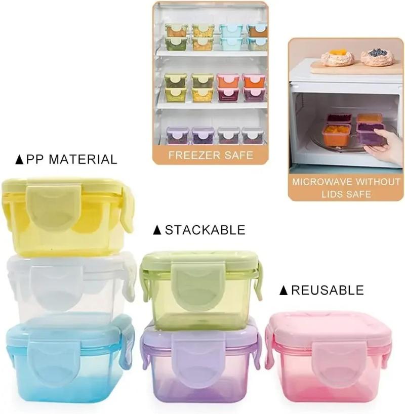 1SET Mini Freezer Storage Container Mini Food Storage Containers with Leak-proof Lids Sauce and Condiment Container