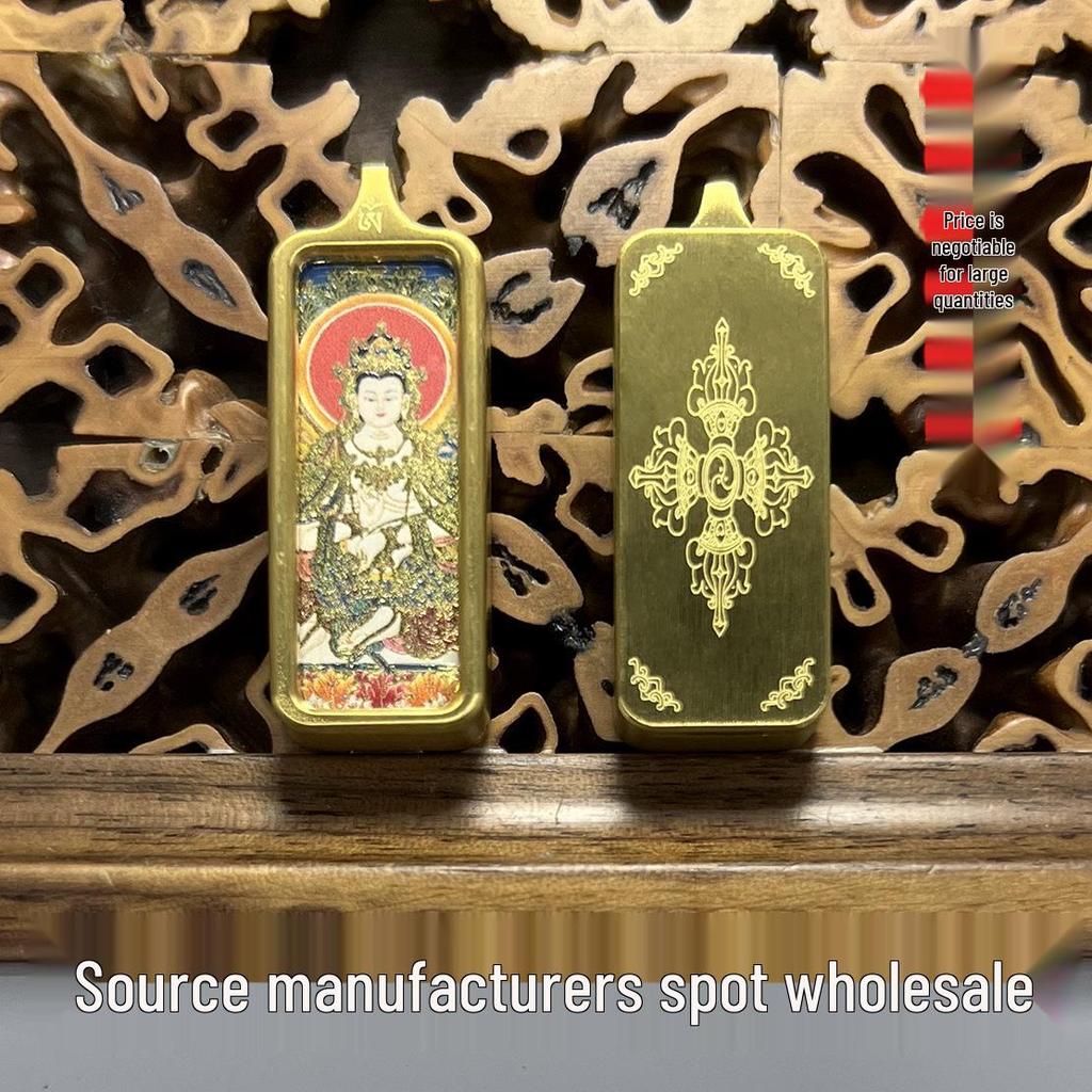 Tibetan Eight Guardian Gods Titanium Steel Thangka Pendant