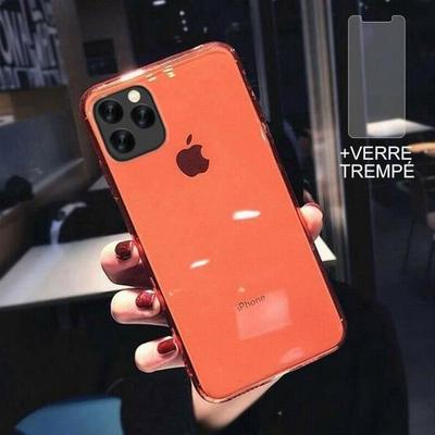 Case for iPhone 12 - French Seller - Flexible Red Silicone - Shockproof - Scratch-resistant - 2 Screen Protectors