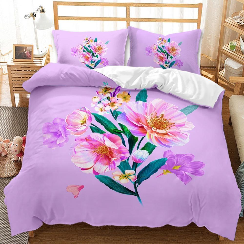 3D Flower Rose Countryside Style Down Duvet Cover Pillowcase Couple Bedding Set Kid Teen Girl Home Decoration Gift