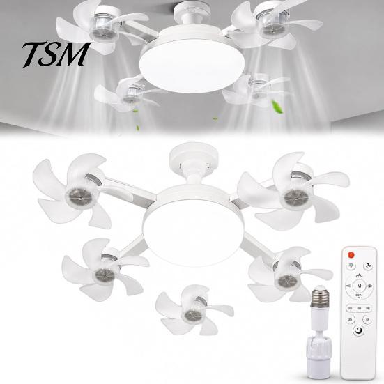 Foldable Blade Ceiling Fan 3/4/5 with Light & Remote Control, 2-in-1 Silent LED Drone Bedroom Blades, 3-Speed Dimmable E27 Socket for Kitchen