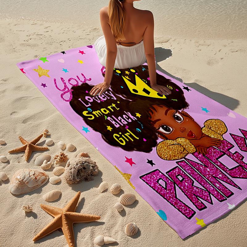 Zwarte Prinses Magische Feest Strandlaken, Super Zacht Microvezel, Cadeau voor Haar/Hem, Verjaardag, voor Zwembad, Strand, Reizen, Huisdecoratie Fan cadeaus