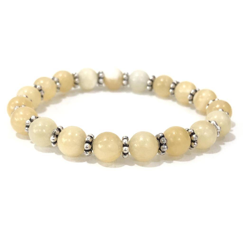 Yellow Calcite Gemstone Stretchable Chakra Bracelet 7.5" Handmade Unisex  Jewelry Gift For Anniversary CSB-40
