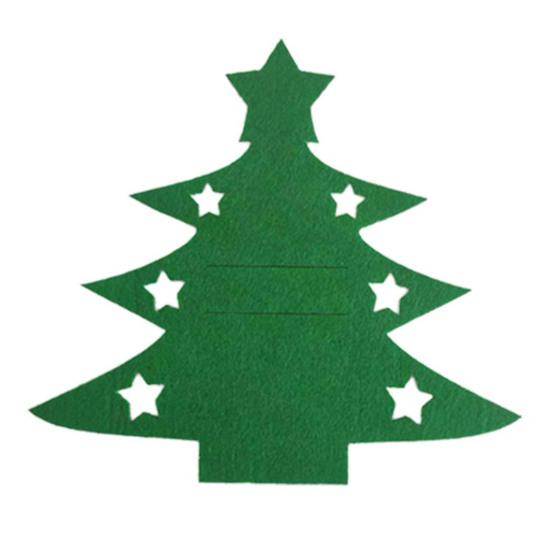 10 Stück Filz Besteckhalter Weihnachtsbaumform Besteckhüllen für Messer und Gabeln Feiertags-Tischdeko