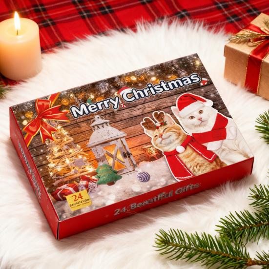 Christmas Cat Toy Advent Calendar 24 Days Interactive Indoor Kitten Pet Toy Xmas Countdown Calendar Box Cat Lovers Holiday Party Gift