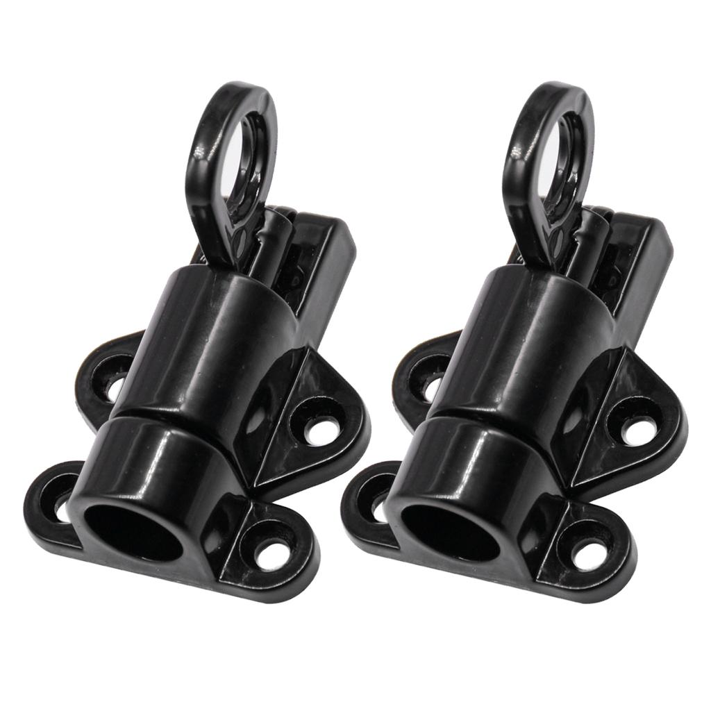 2PCS Pull Ring Latch Locks Aluminum Alloy Spring Load Automatic Door Window Gate Bolt Lock with Screws Black