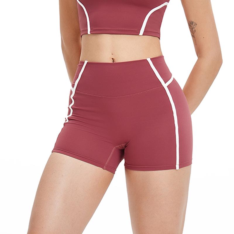 Eur-Am High Waist Butt Lifting Color Block Yoga Shorts