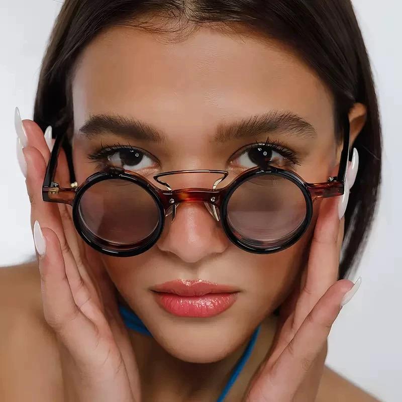 Steampunk Round Sunglasses Vintage Punk Luxury Brand Designer UV Protection Outdoor Driving Metal Hip Hop Sun Glasses