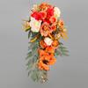 Exquisite Waterdrop Design Autumn Orange Flower Handheld Artificial Bouquet for Home Decoration and Events
