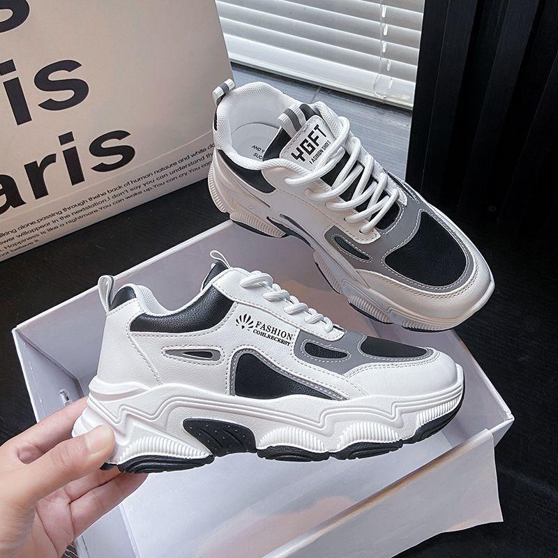 Shoes Women's 2025 Spring and Autumn New Sports Casual Leather Shoes Korean Version Little White Shoes Student Dad Shoes