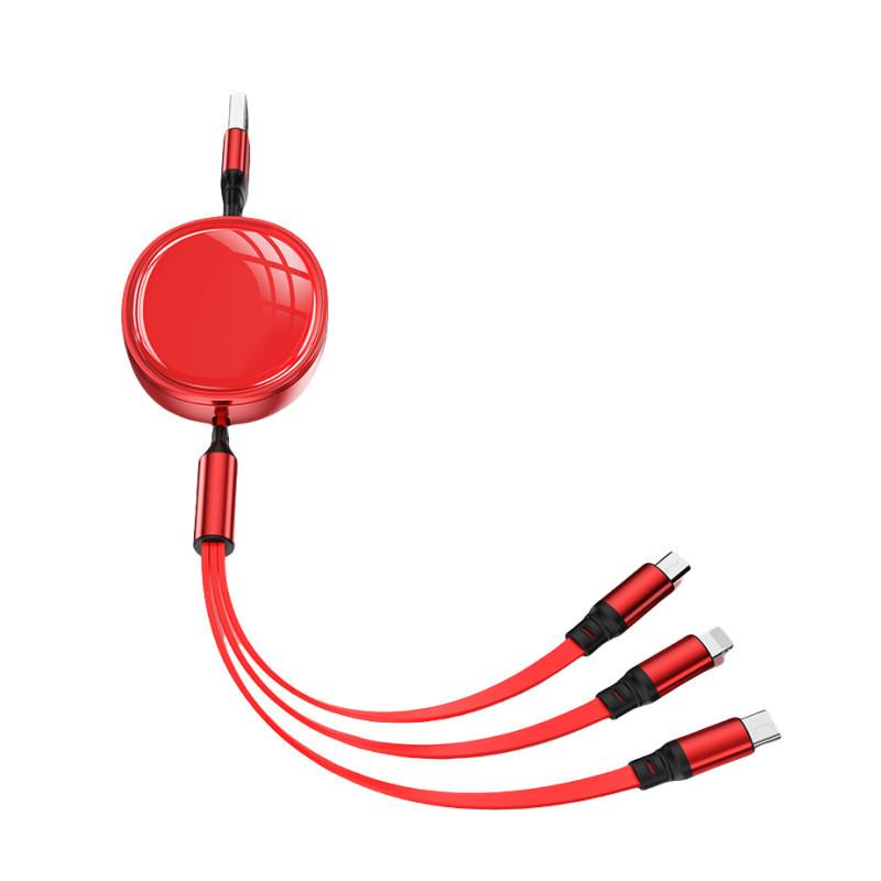 Universal 100w Fast Charging Data Cable With Threeinone Connectors For Huawei Apple Android Devices