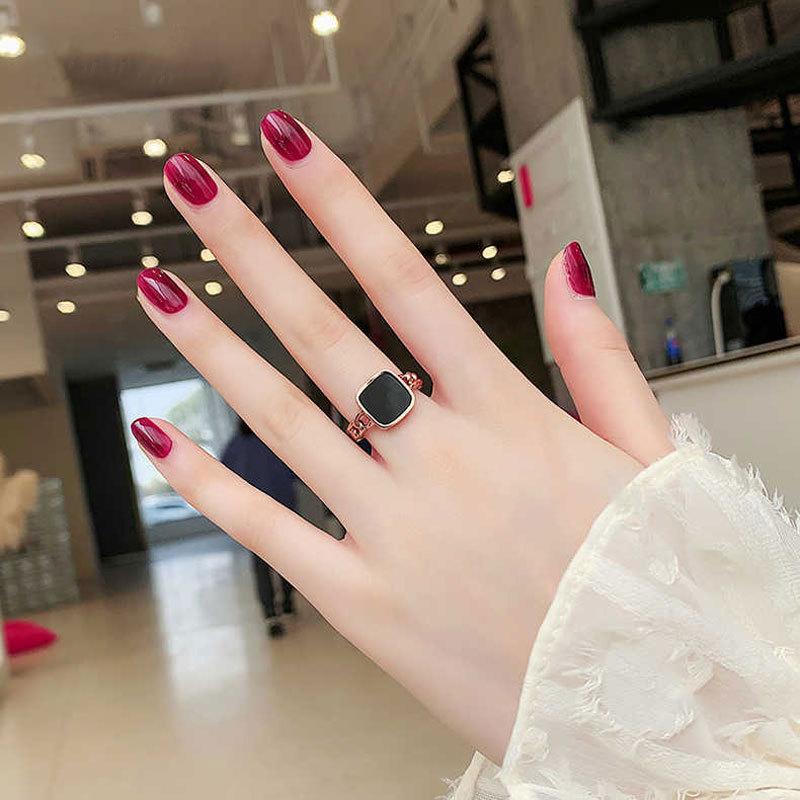Purple Gold Chain Square Ink Color Gold Fashion Temperament Rose Gold Plated Live Ring