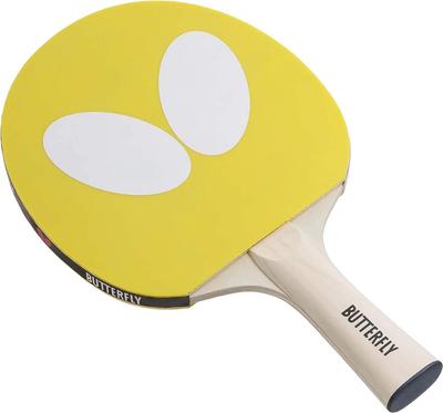 Butterfly Table Tennis Rubber Racket for Beginners and Leisure Butterfly Logo Includes 2 77360 Use, Racket, Balls, Yellow,
