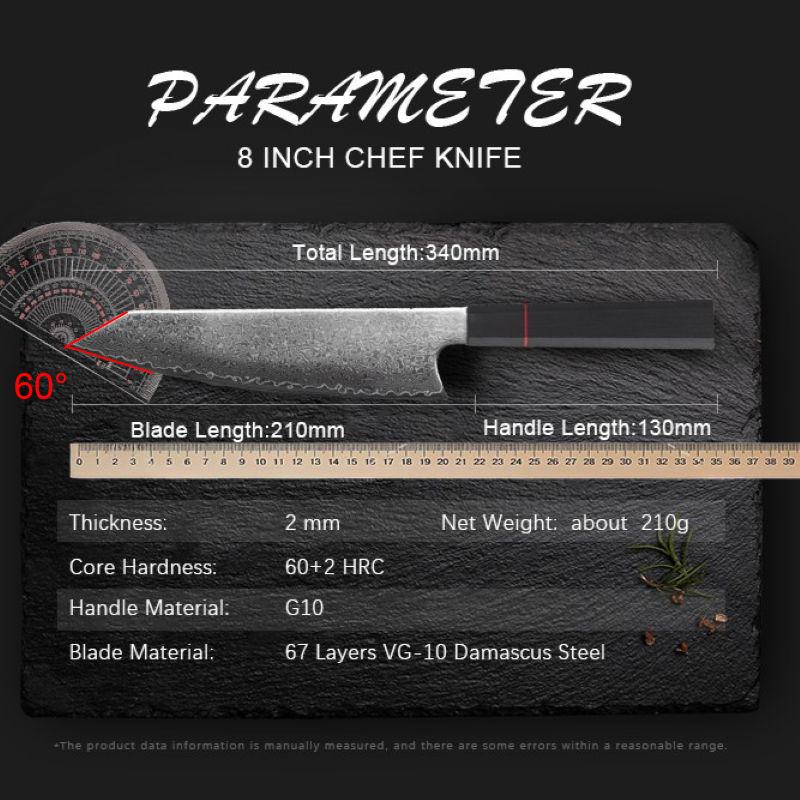 High end kitchen knife Japanese style kitchen chef professional 67layer stainless steel high hardness VG10Japanese slicing knife