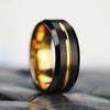 Anelli nuziali da uomo alla moda in titanio colore oro rosa da 8 mm con scanalatura e bordo smussato, anello in acciaio inossidabile nero spazzolato, fede nuziale da uomo