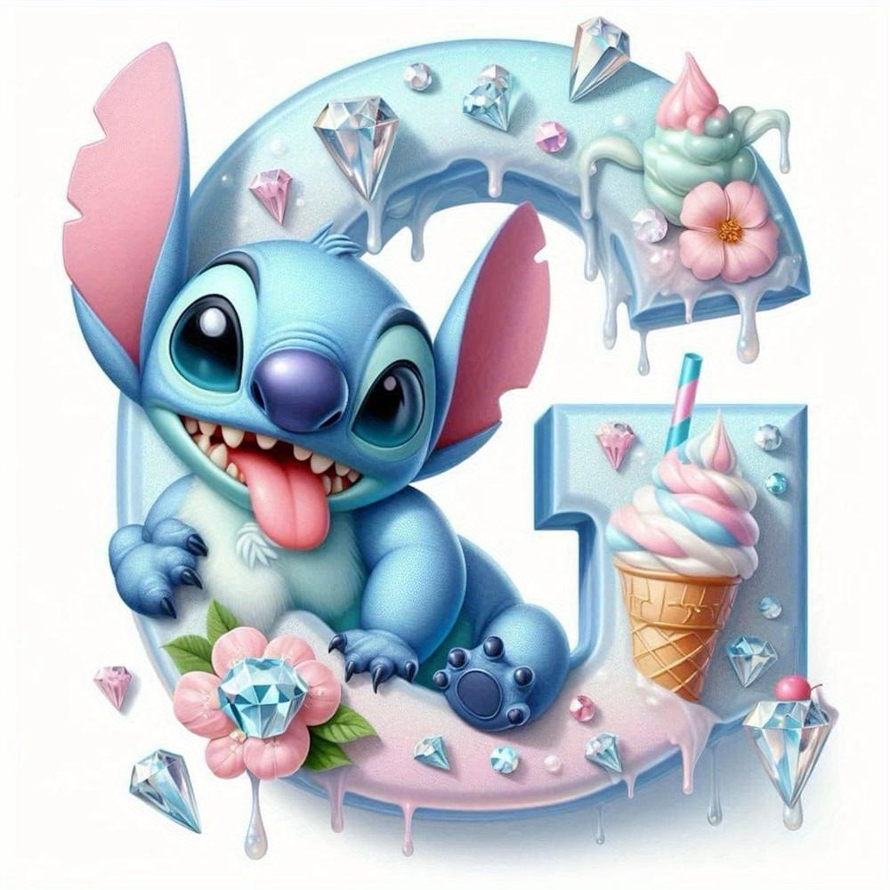 Disney Bordado de Diamantes Punto Mosaico de Dibujos Animados Novedad 26 Letras Pintura Imagen de Pedrería Helado Decoración Habitación Infantil