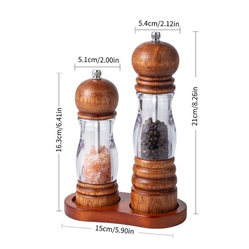 Manual Wood Peppers Grinder Adjustable Coarseness Peppers Mill Refillable Manual Salt Grinder Kitchen Tool Easy to Use