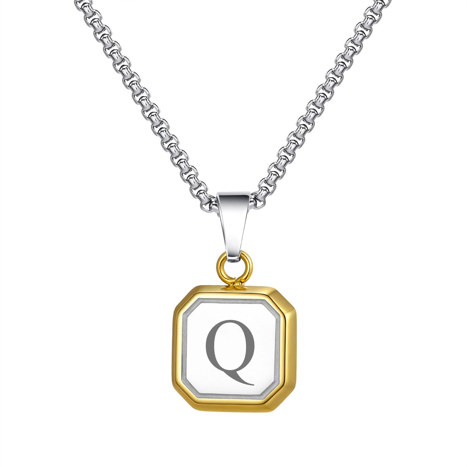 

Vnox A-Z Letter Initial Square Pendant Necklace, Stainless Steel Box Chain Hypoallergenic Necklace Jewelry Gift for Men Women 60cm