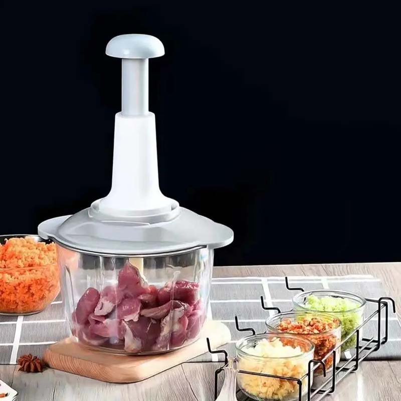 Manual Minced Vegetable Crusher Meat Grinder Machine Household Multi-function Cooking Machine Squeezed Fruit Juice Garlic Chopper Masher Shredded Tool