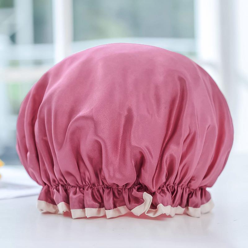 Double-layer Colored Fabric Waterproof Bath CapThickened Adult Men's and Women's Bath CapOil-proof Fabric Baking Oil Cap