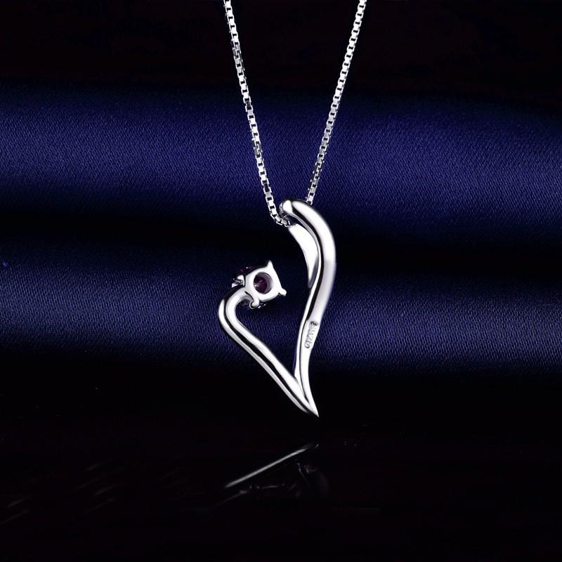 925 Sterling Silver Jewelry Simple Love Heart Pendant Necklace for Women Wedding Party Jewelry for Girls Friend Gift