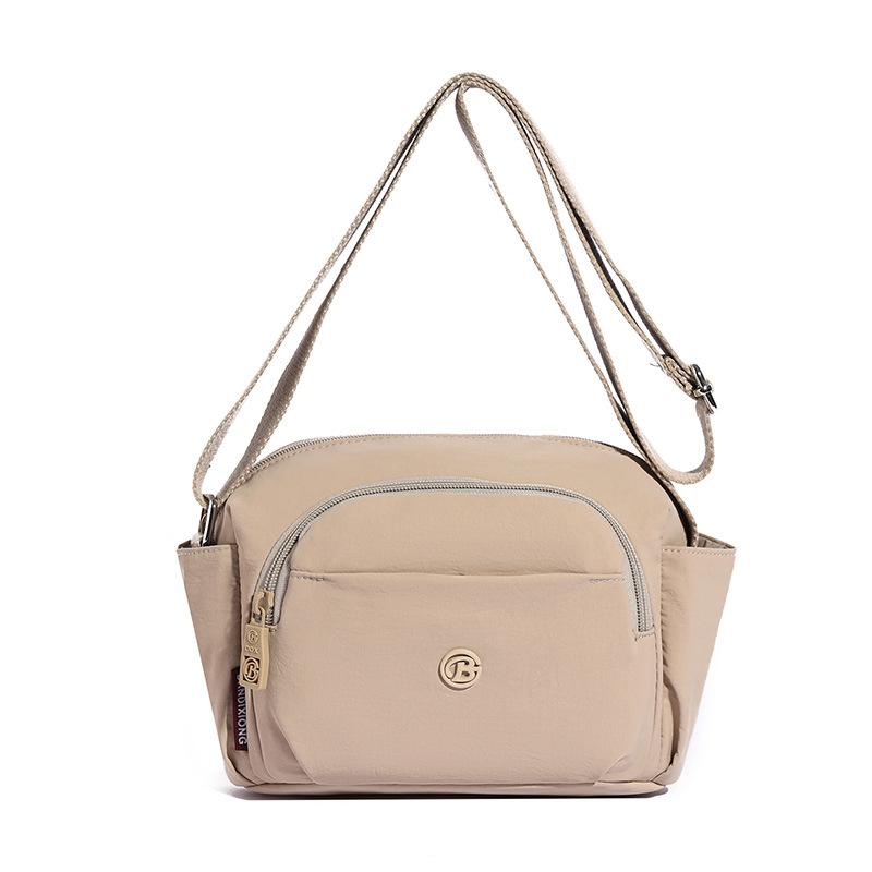 Borsa a tracolla leggera in nylon con tasca frontale con cerniera Borsa a spalla casual da donna per viaggi quotidiani