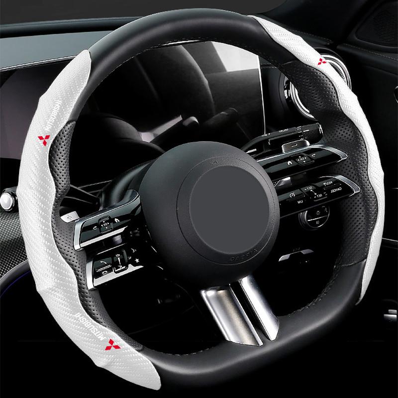 Car Steering Wheel Cover Carbon Fiber Sports Ultra-thin Non-slip Card Cover For Mitsubishi Lancer Ralliart 10 3 9 EX Outlander 3 ASX L200 Accessories