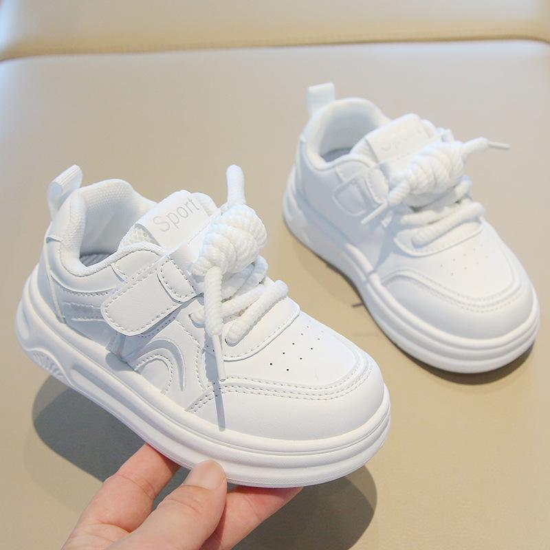 Spring and autumn new children's white sneakers, boys' sports shoes, lightweight girls' casual sneakers, soft-soled baby shoes