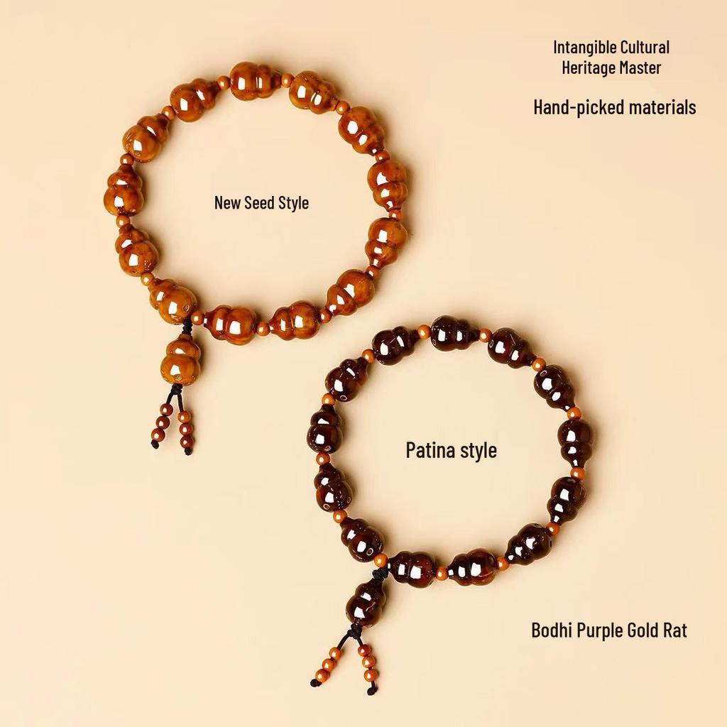 Authentic Chinese Purple Gold Gourd Bracelet for Women - Gift for Boyfriend