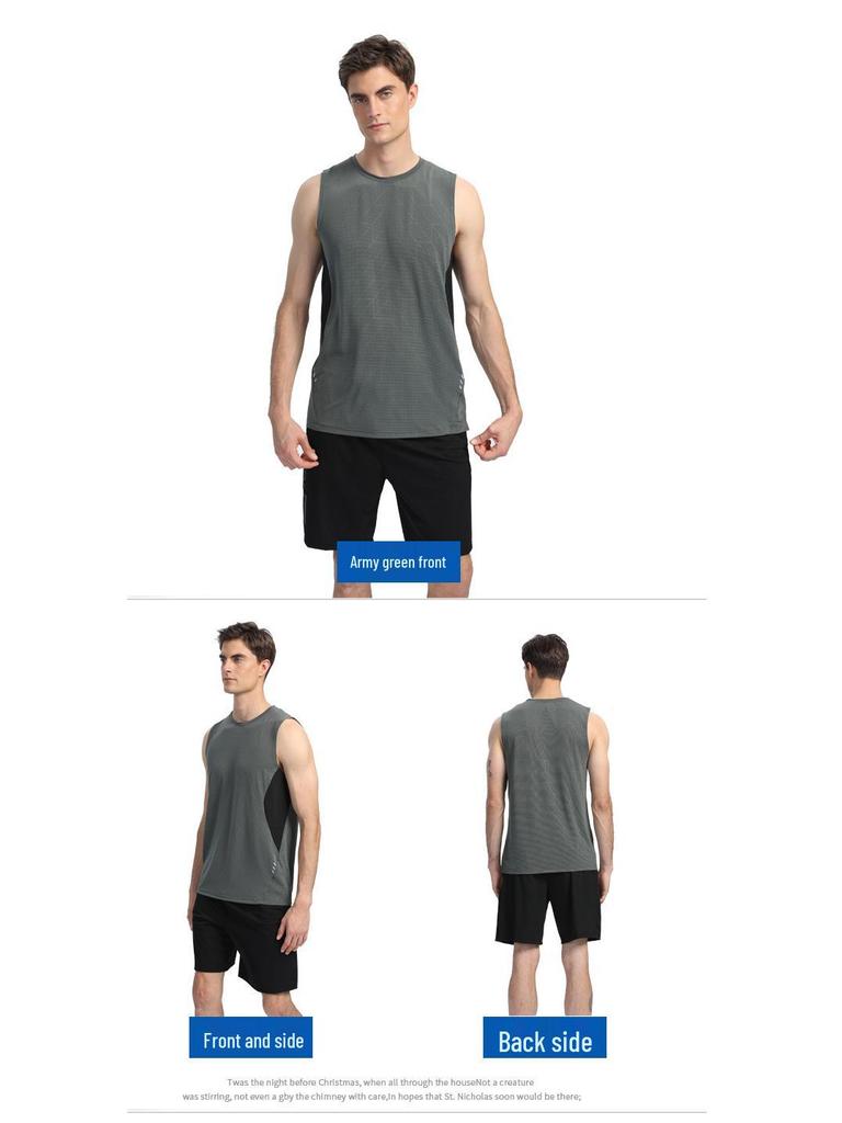 Men's Quick-Dry Sleeveless Basketball Top - Ice Silk Fitness Vest for Running and Training