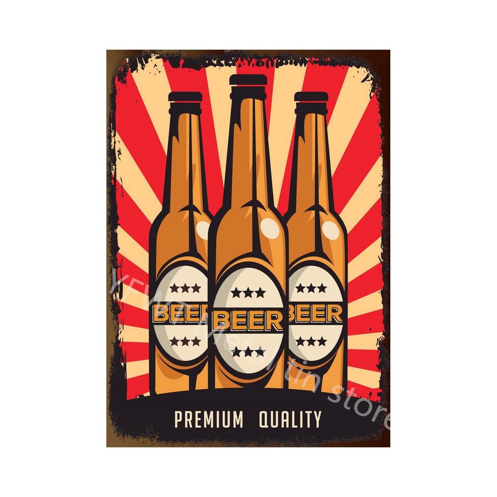 Retro Car Beer Vintage Metal Tin Sign Poster  Perfect for Bar Cafe Kitchen Balcony Decor  Classic Wall Signs for Home Decor