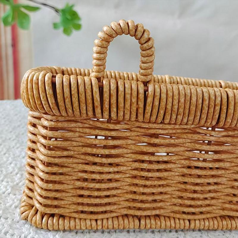 Cesto Portariposti da Parete di Grande Capacità in Plastica Effetto Rattan Organizer per Organizzazione Bagno e Cucina