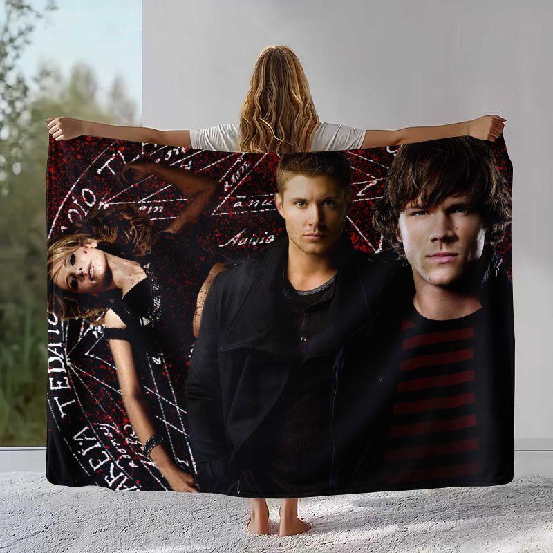 SPN Supernatural Dean Sam TV Flannel Blanket,Ultra Soft Warm Plush Throw for Home Bedroom Bed Sofa Cover Office Camping Picnic