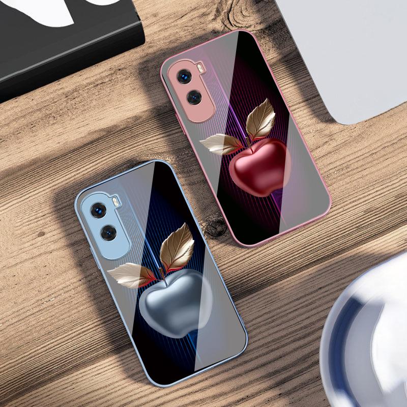 Stripe Gradient Apple Red For Honor 200 90 8X 9X Pro Lite P50 P40 Nova 10 11i P60 Magic4 6 Mate 20 50 Tempered Glass Phone Case