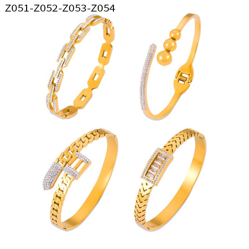 Elegant Cross-Border Full Diamond Titanium Steel Bracelet: Fashionable Hollow Chain Design
