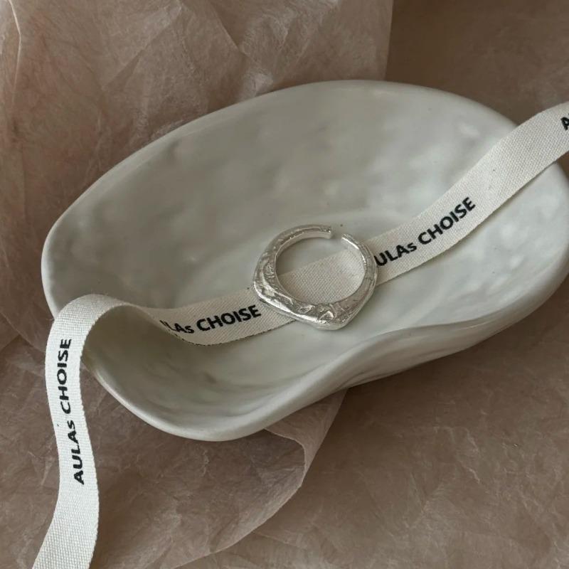 925 Sterling Silver Retro Plain Silver Ring for Women Does Not Fade, Light Luxury, High-end Sense, Versatile Opening Fashion Personality Ring