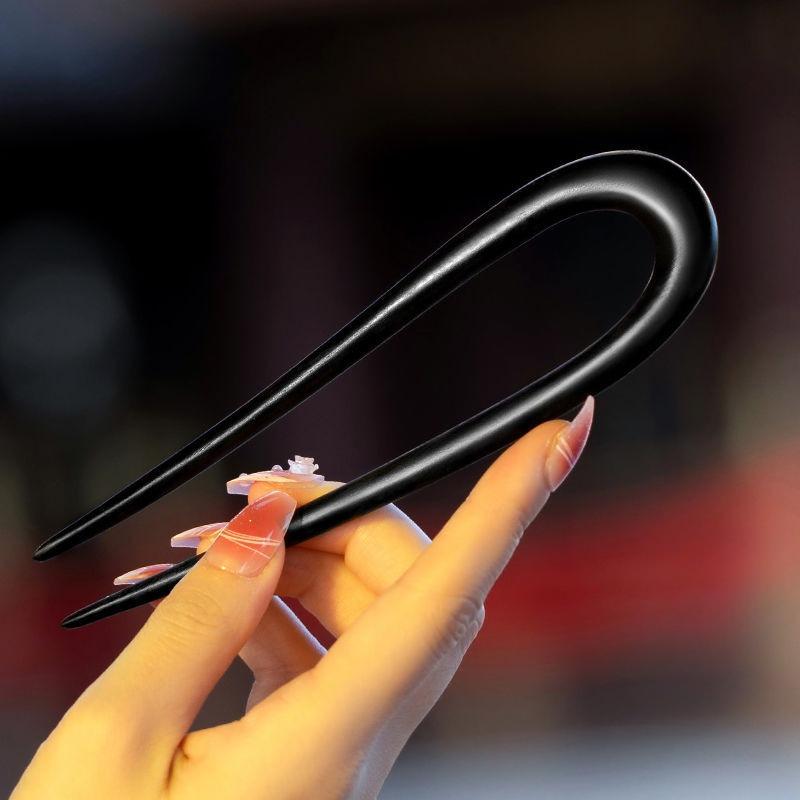 Hairpin U-shaped Disc Hair Sandalwood Hairpin Hairpin Female Antique Double Hairpin Wooden Hairpin U-shaped Hairpin