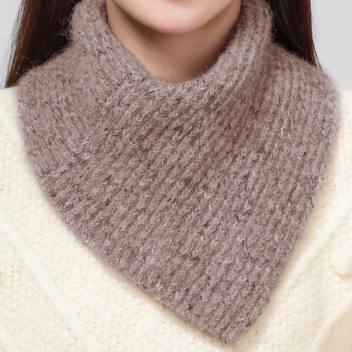 Женский вязаный съемный воротник-шарф с высоким воротником-стойкой, треугольный, теплый, зимний, ветрозащитный