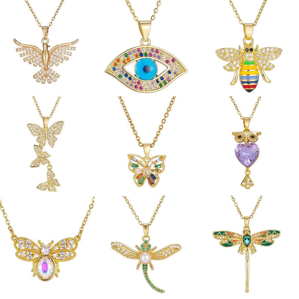 Women's Butterfly Necklace with Colored Zircon: Elegant Titanium Steel Clavicle Chain, Non-Fading, European & American Style