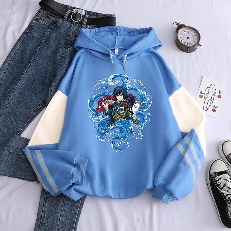 2025 Hot Anime Demon Slayer Graphic Hoodies Tomioka Giyuu Manga Hoodie Long Sleeves Fleece Loose Sweatshirt Men Women Clothing