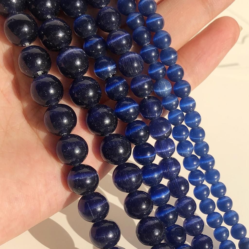 4/6/8/10/12mm Pink Color Cat Eye Opal Beads Natural Stone Glass Loose Beads for Jewelry Making DIY Bracelets Accessories 15''