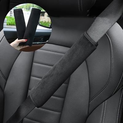 2 piezas Almohadillas de Hombro Suaves de Felpa para Cinturón de Seguridad de Coche - Cómodas, Transpirables, Fundas para Cinturón de Seguridad, Ajuste para Todos los Coches, Negro