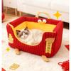 New Year Pet Bed - Red Detachable Sofa Style Dog Cat Bed Four Seasons Washable Cute Pet House for Festive Home