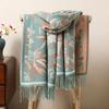 Women's Elegant Thick Jacquard Tassel Scarf – Imitation Cashmere, Warm Neck Protection for Autumn & Winter