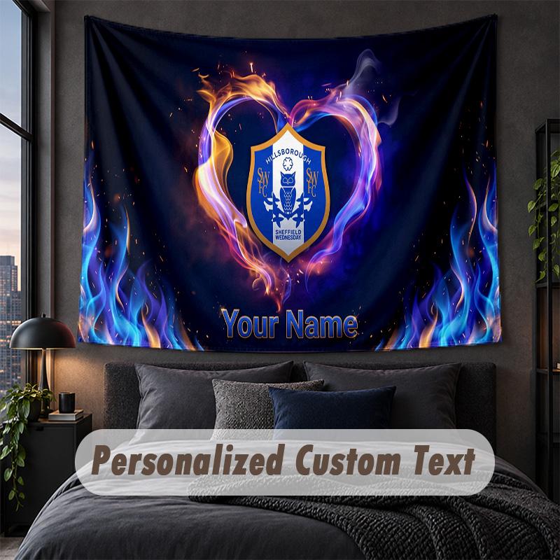 Benutzerdefinierte Namens-Text-Wandteppich, Sheffield Wednesday FC Dekorative Wandbehang, Hintergrund-Wandteppich Für Zuhause Schlafzimmer